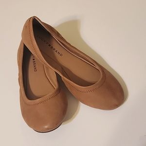 NWOT Lucky Brand Brown Leather Round-toe Slip-on Ballet Flats Women size US 8W